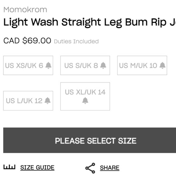 NWOT UK 10/M Dolls Kill Bum Rip Light Wash Straight Leg Jeans Momokrom - Picture 6 of 8